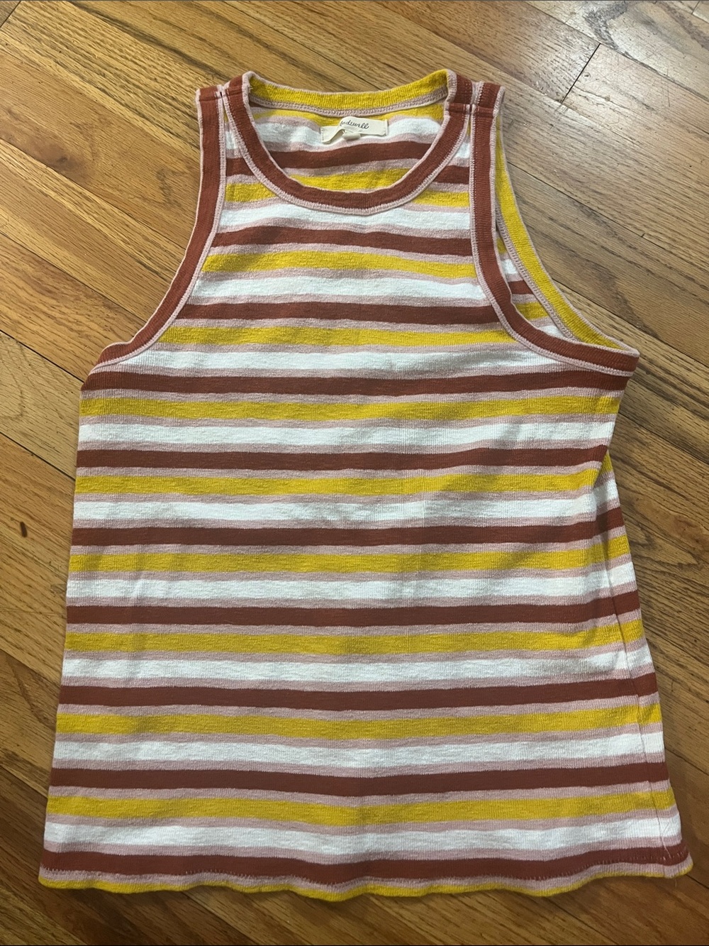 Madewell Woman’s Rust, Yellow & White Striped Tank